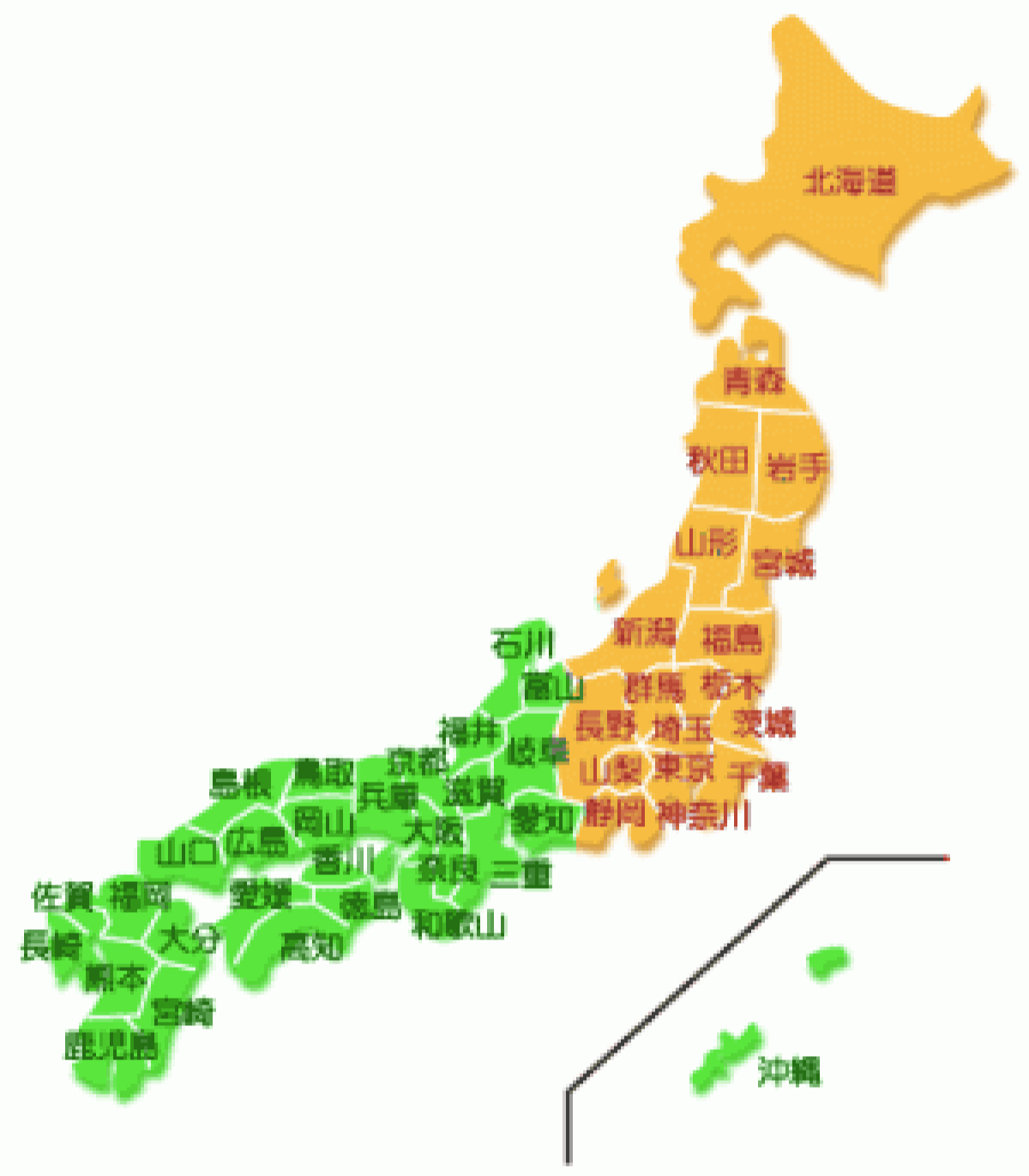 対応エリアを示した日本地図